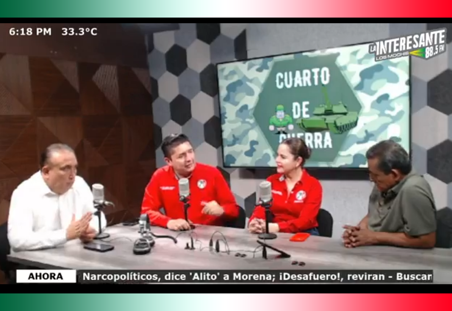 
Nuestros dirigentes del CDE del PRI Sinaloa, Cesar Emiliano Gerardo Lugo y Liliana Cárdenas Valenzuela, en entrevista en el programa “Cuarto de Guerra”.
